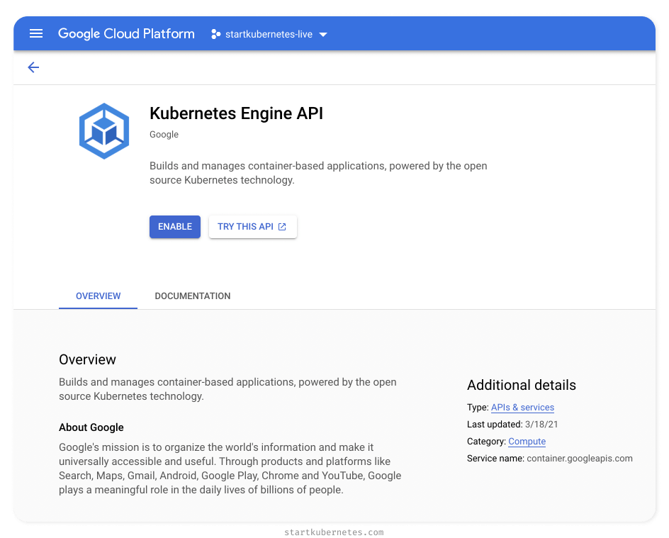 Enable Kubernetes API