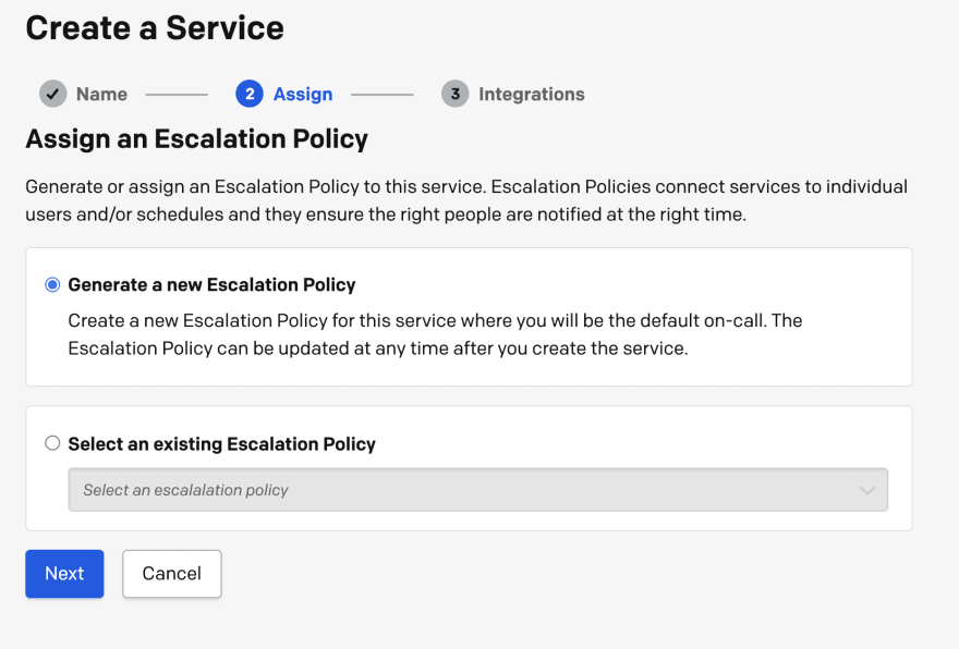 Generate a new Escalation Policy