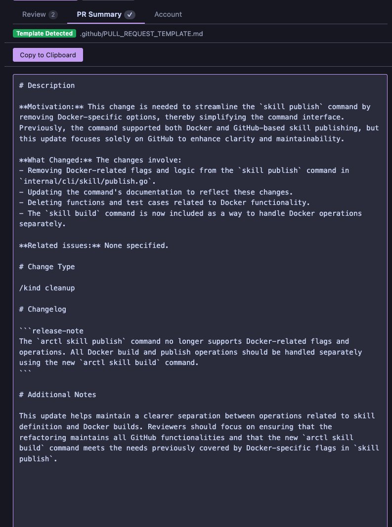 Generated PR summary ready to copy